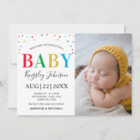 Modern Colourful Polka Dot Unisex Baby Stats Photo