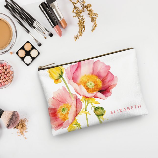 Modern Colourful Poppies Personalised  Accessory Pouch (Creator Uploaded)