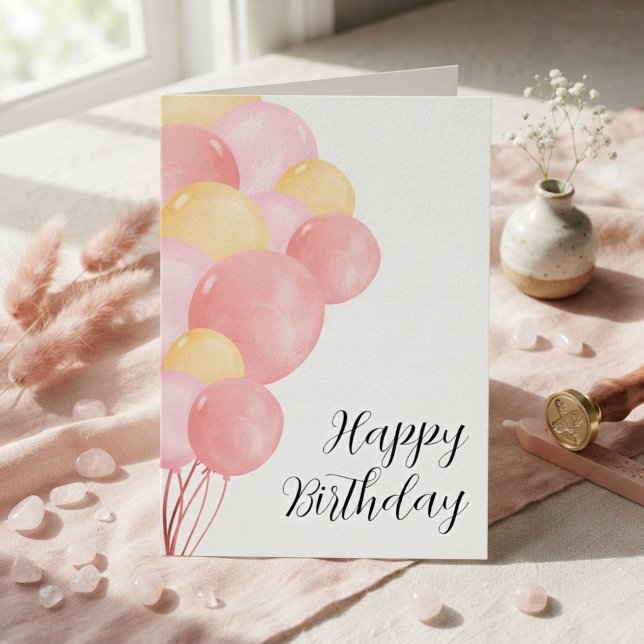 Modern Colourful Pretty balloons Birthday card  (Creator Uploaded)