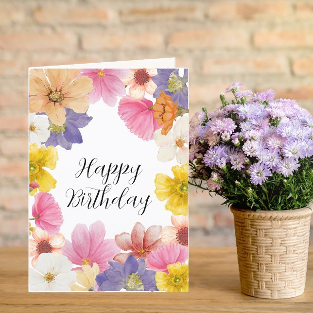 Modern Colourful Pretty Floral  Birthday card  (Creator Uploaded)