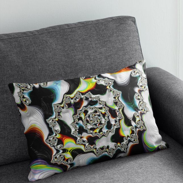 Modern Colourful Psychedelic Spiral Fractal Lumbar Cushion (Creator Uploaded)