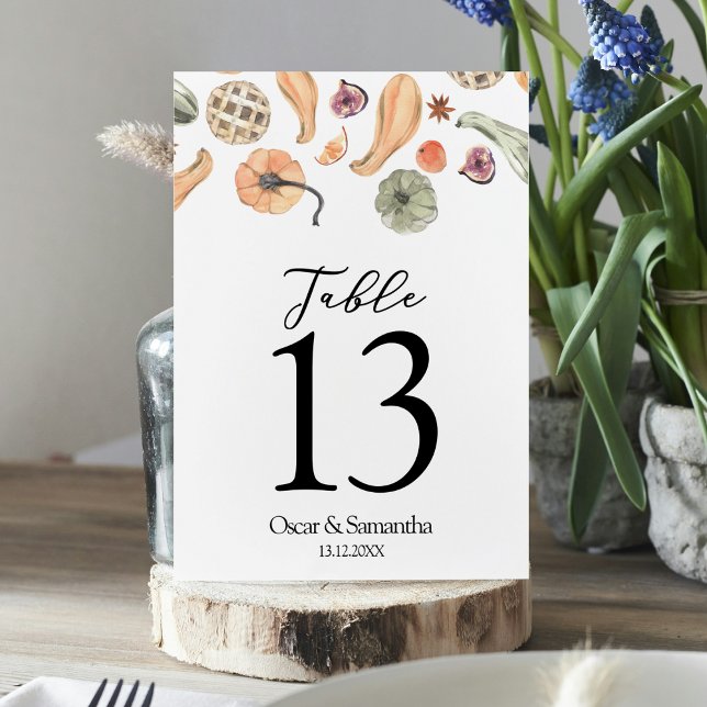 Modern Colourful Pumpkin Autumn  Table Number (Creator Uploaded)