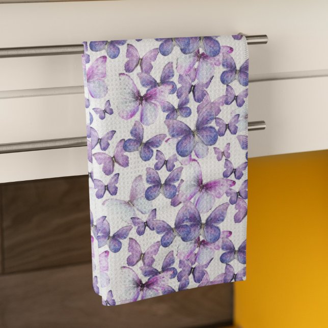 Modern Colourful Purple Butterflies Tea Towel (Creator Uploaded)