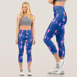 Modern Colourful Rainbow Floral Botanical Pattern<br><div class="desc">Modern Capri Leggings with a colourful  design featuring a rainbow floral | botanical pattern oin a dark bblue background.
Great choice for sports,  running or yoga.</div>