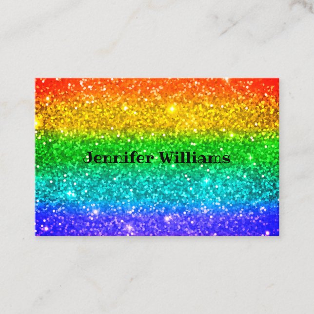 Modern colourful Rainbow Glitter Burst Business Business Card (Front)