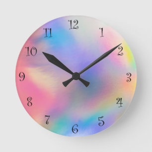 Modern Colourful rainbow Gradient galaxy Ocean gir Round Clock