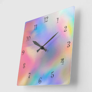 Modern Colourful rainbow Gradient galaxy Ocean gir Square Wall Clock