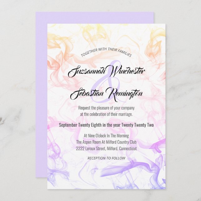 Modern Colourful Rainbow Mist Wedding Template (Front/Back)