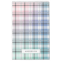 Modern colourful rainbow plaid photo calendar