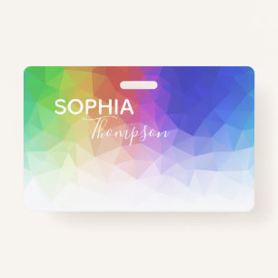 Modern Colourful Rainbow Polygonal Design - Badge ID Badge
