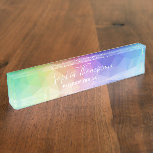 Modern Colourful Rainbow Polygonal - Desk Nameplat Nameplate