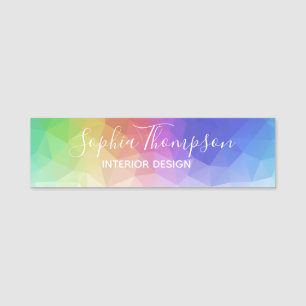 Modern Colourful Rainbow Polygonal Name Tag