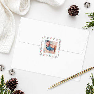 Modern Colourful Rainbow Stripes Holiday Photo Square Sticker