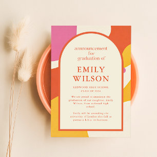 Modern Colourful Retro Arch Graduate Graduation Announcement