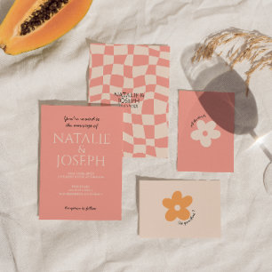 Modern Colourful Retro Bright Bold Unique Wedding Invitation