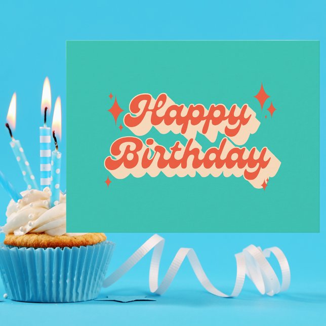 Modern Colourful Retro Celebration Fun Birthday Postcard (Creator Uploaded)