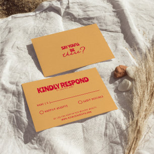 Modern Colourful Retro Fun Bold Unique Wedding  RSVP Card