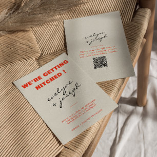 Modern Colourful Retro Fun Funky QR Code Wedding Invitation