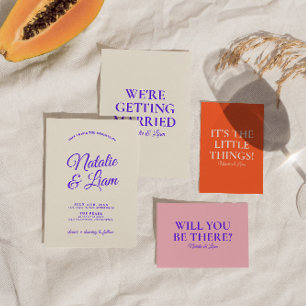 Modern Colourful Retro Fun Funky Unique Wedding  Invitation
