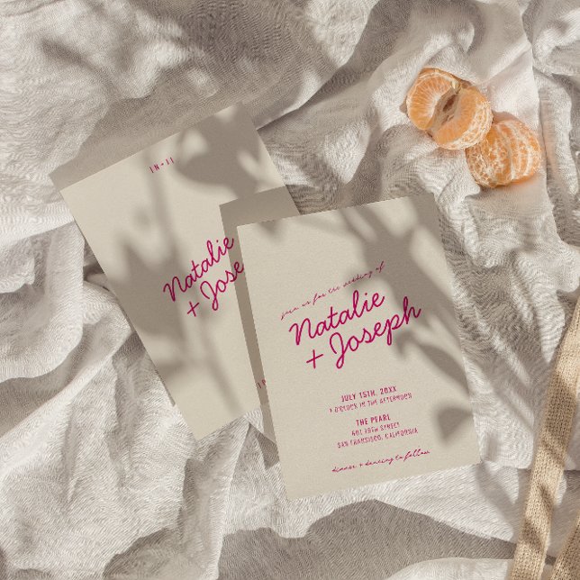 Modern Colourful Retro Fun Whimsical Script Weddin Invitation (Creator Uploaded)
