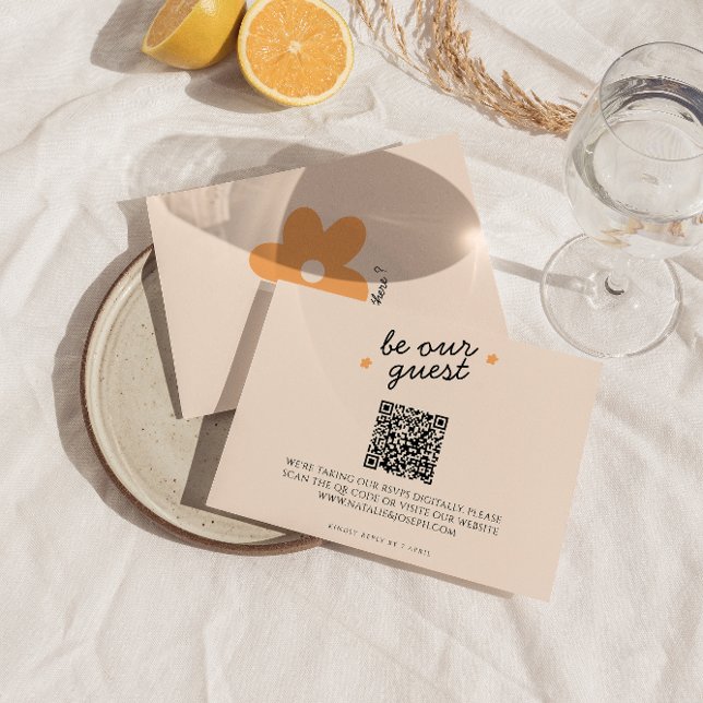 Modern Colourful Retro Funky Unique QR Code Weddin RSVP Card (Creator Uploaded)