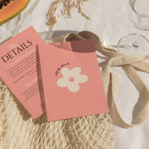 Modern colourful Retro Funky Unique Wedding Detail Enclosure Card