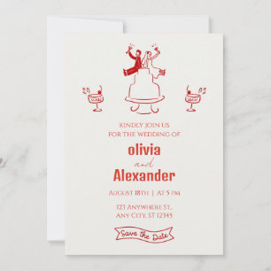 Modern Colourful Retro Funky Wedding Invitation