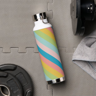 Modern Colourful Retro Stripes Background Water Bottle