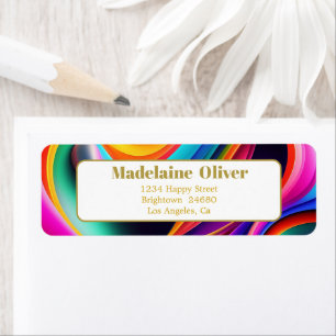 Modern Colourful Retro Waves Address Label 