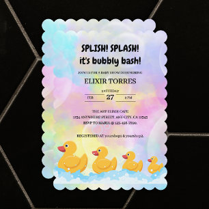 Modern Colourful Rubber Duckies Baby Shower Invitation