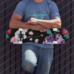 Modern Colourful Sakura Flower Japan Birthday part Skateboard
