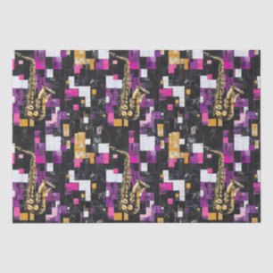 Modern colourful saxophone pattern tissue paper