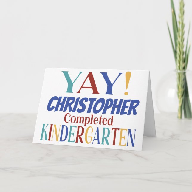 Modern Colourful School Kindergarten Graduation Card (Front)