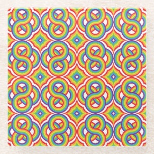 Modern Colourful Simple Batik Motifs Glass Coaster