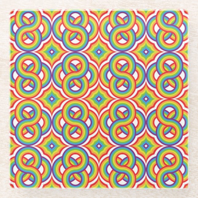 Modern Colourful Simple Batik Motifs Glass Coaster (Front)