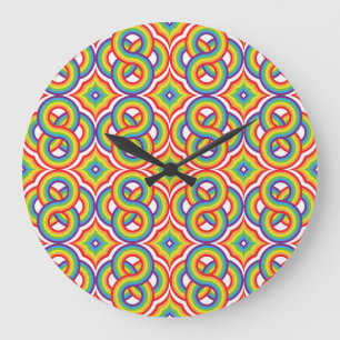 Modern Colourful Simple Batik Motifs Large Clock