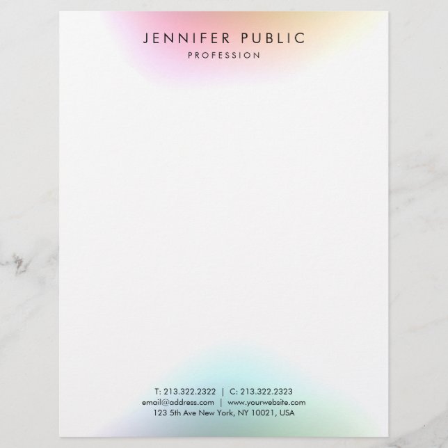 Modern Colourful Simple Design Elegant Template Custom Letterhead (Front)