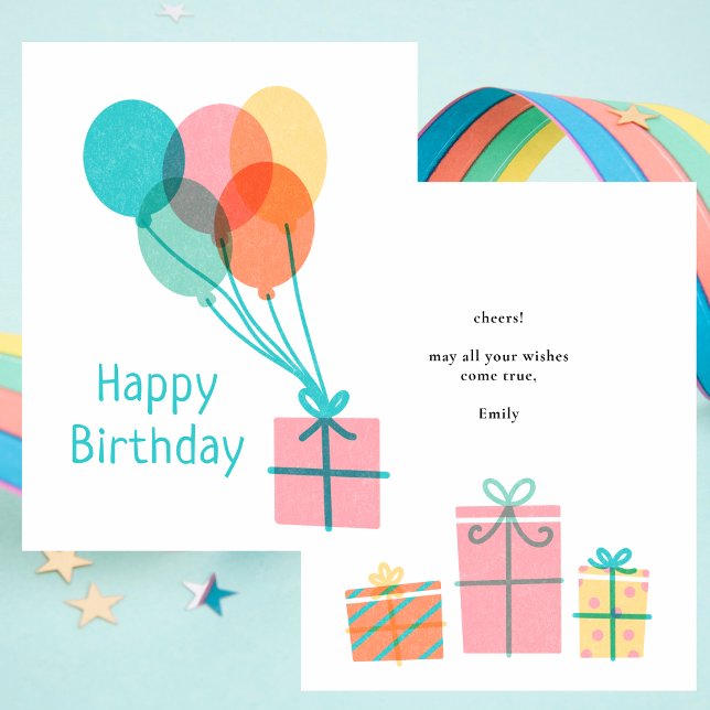 Modern Colourful Simple Happy Birthday Notecard (Creator Uploaded)
