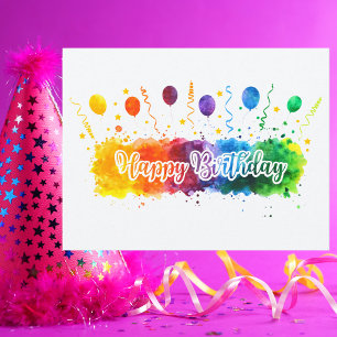 Modern Colourful Simple Happy Birthday Postcard