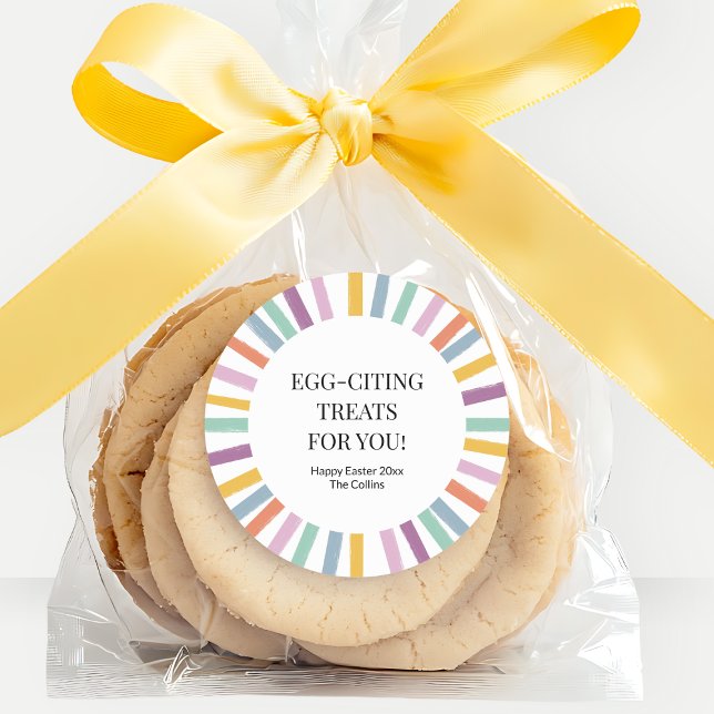 Modern Colourful Simple Kids Easter Party Favour Classic Round Sticker (Modern Colorful Simple Kids Easter Party Favor Classic Round Sticker)