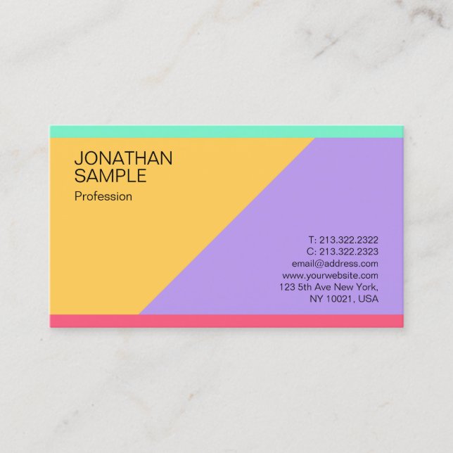 Modern Colourful Simple Professional Template Business Card (Front)