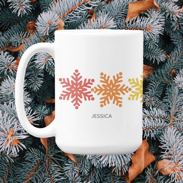 Modern Colourful Snowflakes Christmas Coffee Mug (Creator Uploaded)