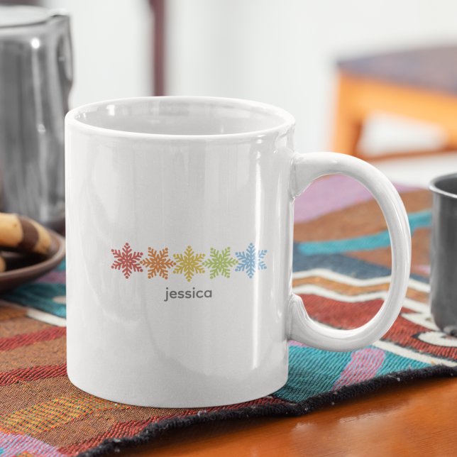 Modern Colourful Snowflakes Christmas Coffee Mug (Creator Uploaded)