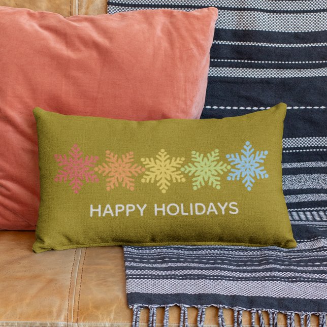 Modern Colourful Snowflakes Christmas Lumbar Cushion (Creator Uploaded)