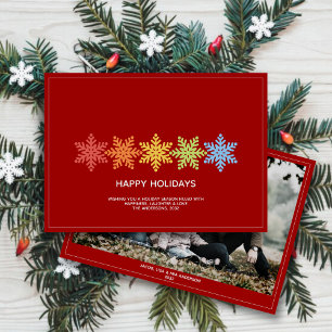 Modern Colourful Snowflakes Christmas Photo Holiday Card