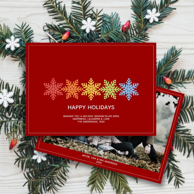 Modern Colourful Snowflakes Christmas Photo Holiday Card (Creator Uploaded)