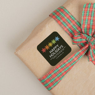 Modern Colourful Snowflakes Christmas Square Sticker