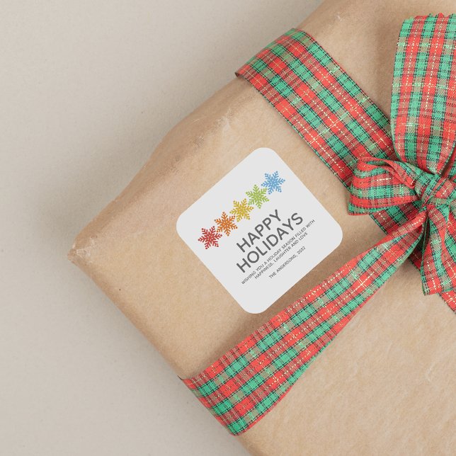 Modern Colourful Snowflakes Christmas Square Sticker (Creator Uploaded)