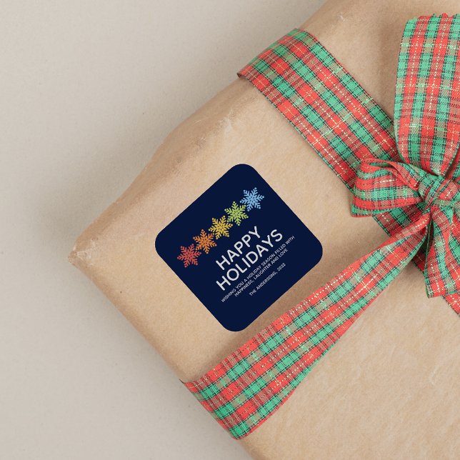 Modern Colourful Snowflakes Christmas Square Sticker (Creator Uploaded)