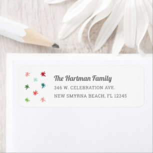 Modern Colourful Snowflakes Holiday Return Address